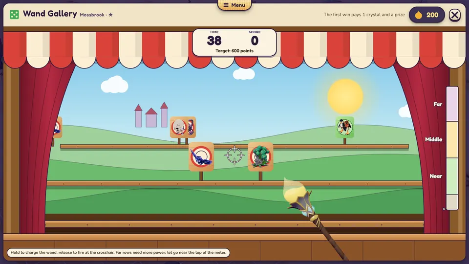 Wand Gallery: Charge your wand and hit the targets before the curtain falls.