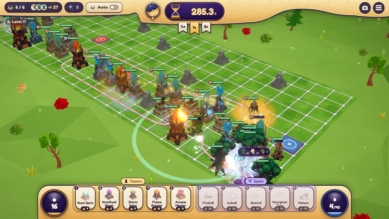 A wave in Greenvale: Towers fire into a winding maze
