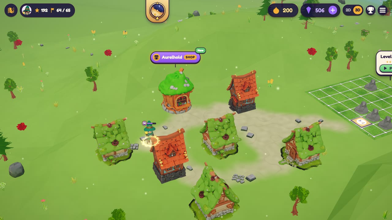The world map: Walk or ride from village to level